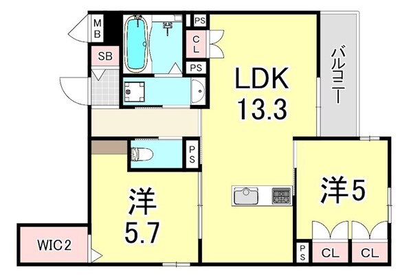 カシータ蓬川緑地イーストの物件間取画像